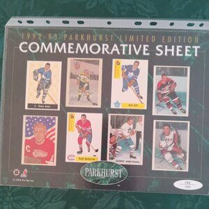 Parkhurst LTD Commemorative Sheet 1992-93 NHL #780/7000